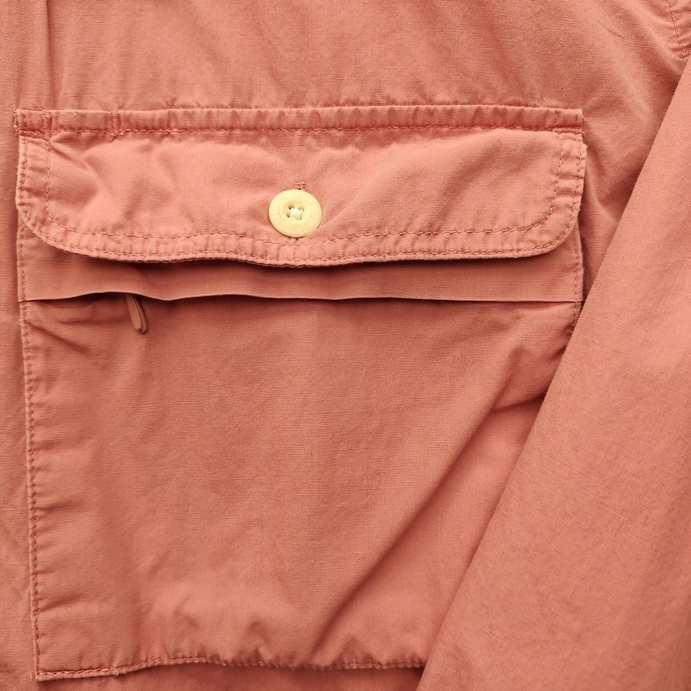 Orvis Mens Coral Button Up Shirt Long Sleeve With Stain Size Medium - Picture 4 of 16